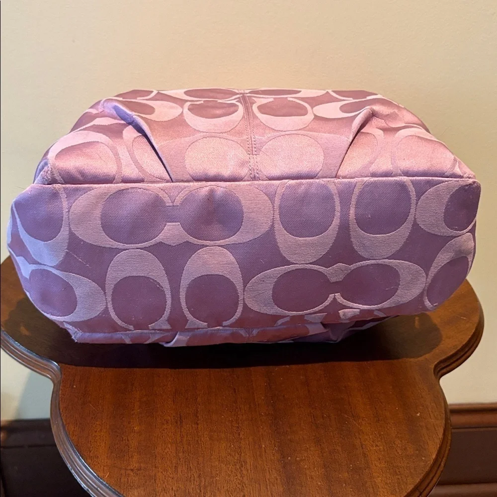 Coach  Brooke satchel  monogram canvas  lavender/dark violet trim Crossbody bag